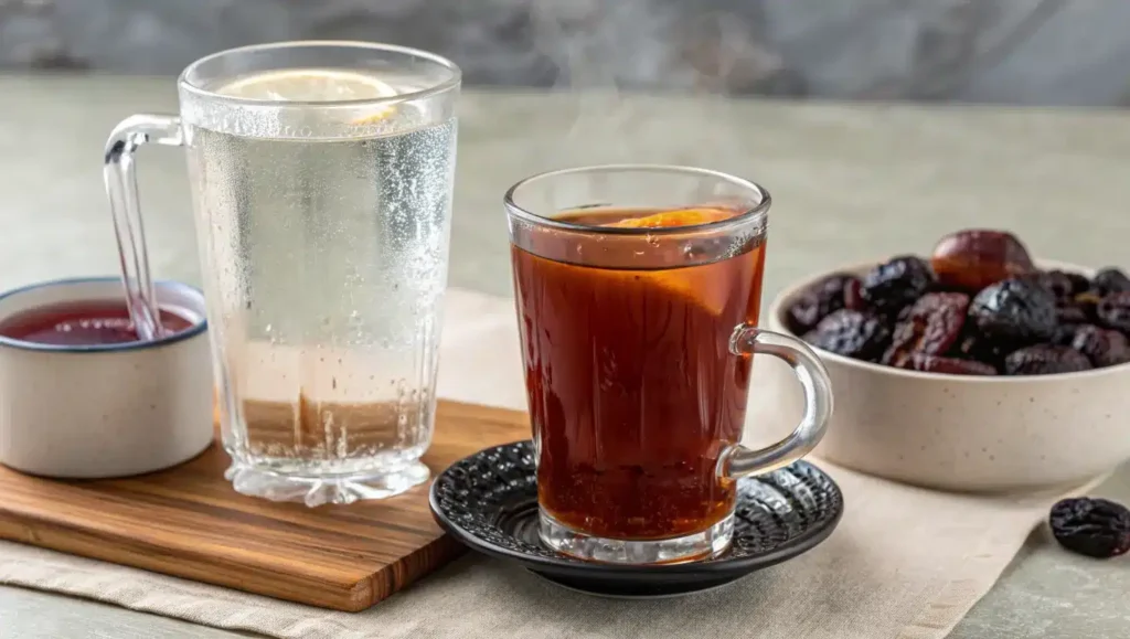 Boissons contre la constipation : eau, tisane et jus de fruits